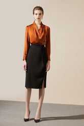 Burnt Sienna Silk Blouse